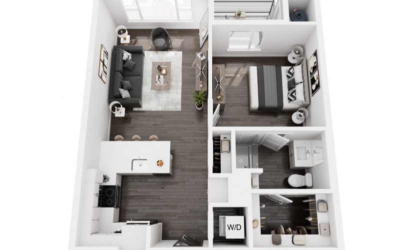 A2 - 1 bedroom floorplan layout with 1 bathroom and 798 square feet